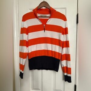 Tommy Hilfiger Orange White Striped women’s shirt polo sweater Tennessee Large